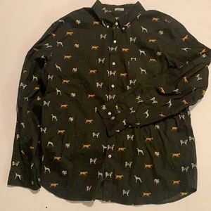 Black jcrew shirt with dogs